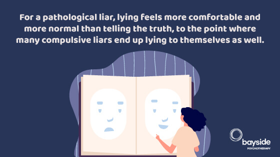 illustration with a huge open book with 2 human faces, one sad and one happy, a woman from the back looking at the book on the dark blue background and the Bayside Psychotherapy logo on the right